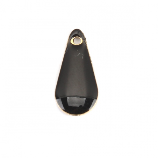 Picture of Brass Enamelled Sequins Charms Brass Color Black Drop 12mm x 5mm, 10 PCs                                                                                                                                                                                      