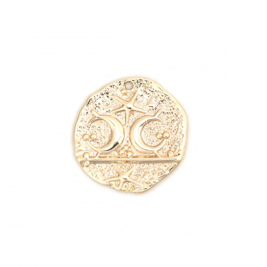 Immagine di Ottone Galassia Charms Oro Placcato Irregolare Luna 19mm x 19mm, 2 Pz