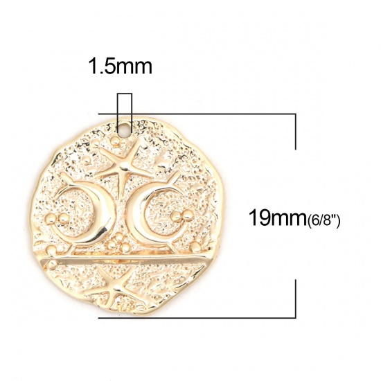 Immagine di Ottone Galassia Charms Oro Placcato Irregolare Luna 19mm x 19mm, 2 Pz