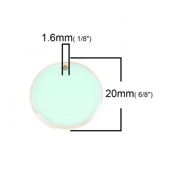 Picture of Brass Enamelled Sequins Charms Gold Plated Light Blue Round 20mm Dia., 5 PCs                                                                                                                                                                                  