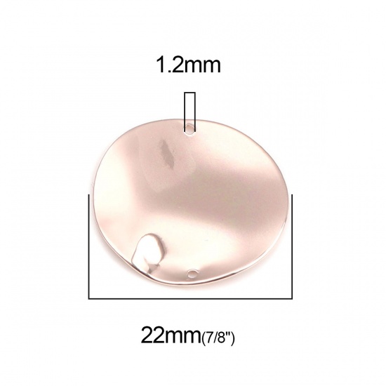 Picture of Brass Hammered Connectors Round Rose Gold 22mm Dia., 5 PCs                                                                                                                                                                                                    