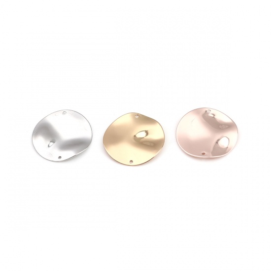 Picture of Brass Hammered Connectors Round Silver Tone 22mm Dia., 5 PCs                                                                                                                                                                                                  