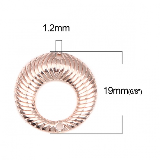 Picture of Brass Connectors Round Rose Gold Stripe Hollow 19mm Dia., 5 PCs                                                                                                                                                                                               
