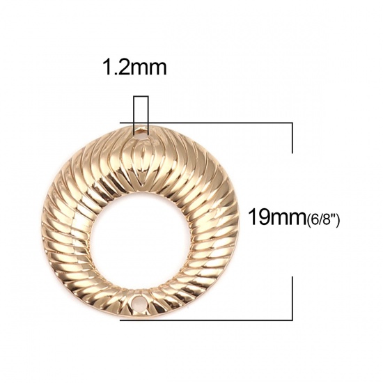 Picture of Brass Connectors Round Gold Plated Stripe Hollow 19mm Dia., 5 PCs                                                                                                                                                                                             