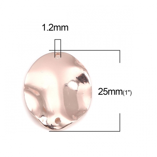 Picture of Brass Hammered Connectors Oval Rose Gold 25mm x 20mm, 5 PCs                                                                                                                                                                                                   