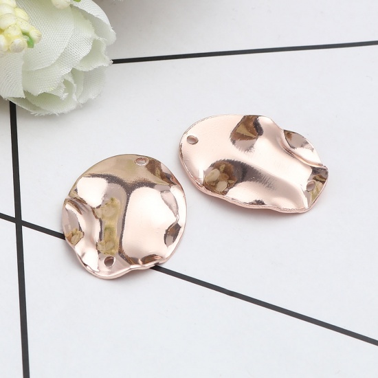 Picture of Brass Hammered Connectors Oval Rose Gold 25mm x 20mm, 5 PCs                                                                                                                                                                                                   