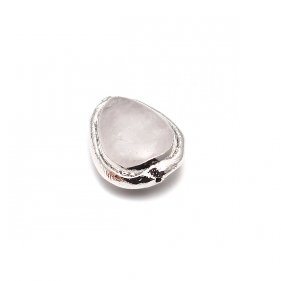 Immagine di Cristallo ( Naturale ) Perline Goccia Tono Argento Trasparente Come 21mm x 18mm - 20mm x 16mm, Foro: Circa 1mm, 1 Pz