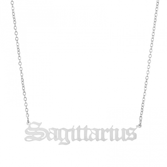 Picture of Stainless Steel Necklace Silver Tone Sagittarius Sign Of Zodiac Constellations Hollow 45cm(17 6/8") long, 1 Piece