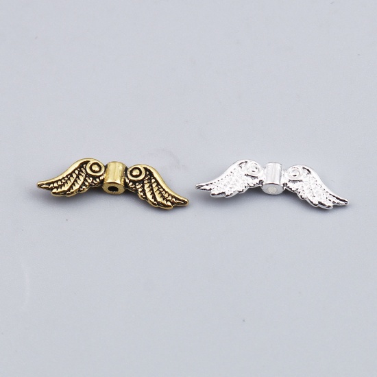 Picture of Zinc Based Alloy Spacer Beads Wing Gold Tone Antique Gold About 23mm x 7mm, Hole: Approx 1.4mm, 100 PCs