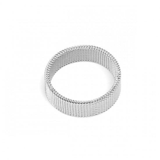 Picture of 304 Stainless Steel Unadjustable Rings Silver Tone Circle Ring 20.6mm(US Size 11), 1 Piece