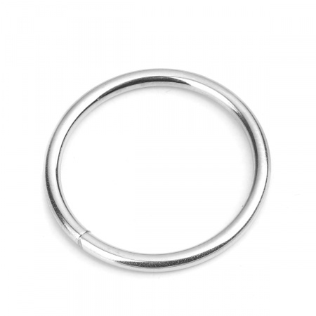 Picture of 10 PCs 25mm Dia., 2mm(12 gauge) 304 Stainless Steel Open Jump Rings Findings For Jewelry Making Silver Tone Round