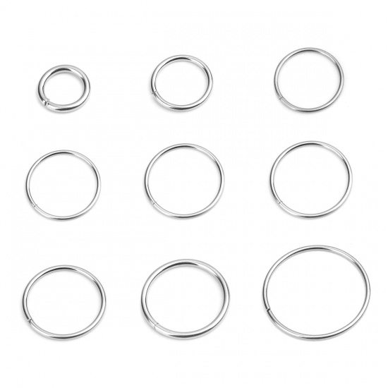 Picture of 2mm 304 Stainless Steel Open Jump Rings Findings Circle Ring Silver Tone 25mm Dia., 10 PCs