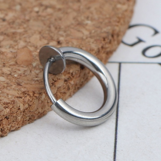 Image de Clip sur Faux Anneaux de Corps ou Boucles d'Oreilles en 304 Acier Inoxydable Annulaire Argent Mat 12mm x 11mm, 2 Pcs