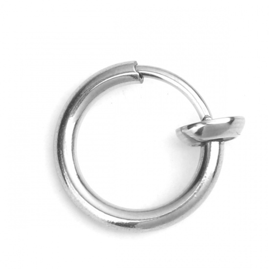 Image de Clip sur Faux Anneaux de Corps ou Boucles d'Oreilles en 304 Acier Inoxydable Annulaire Argent Mat 14mm x 13mm, 2 Pcs