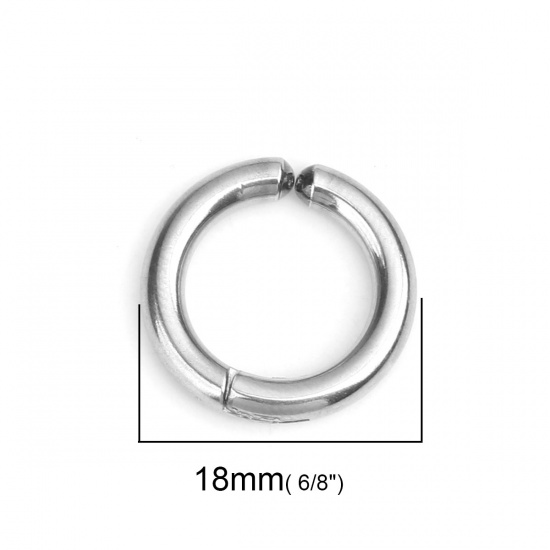 Image de Clip sur Faux Anneaux de Corps ou Boucles d'Oreilles en 304 Acier Inoxydable Annulaire Argent Mat 18mm Dia., 2 Pcs
