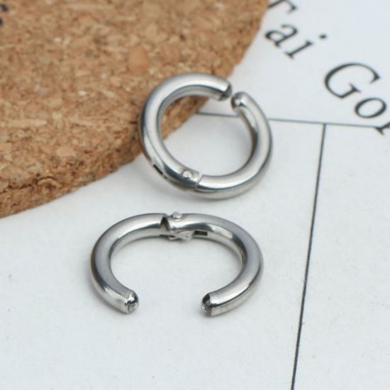 Image de Clip sur Faux Anneaux de Corps ou Boucles d'Oreilles en 304 Acier Inoxydable Annulaire Argent Mat 18mm Dia., 2 Pcs