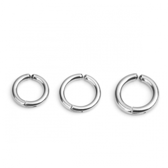 Image de Clip sur Faux Anneaux de Corps ou Boucles d'Oreilles en 304 Acier Inoxydable Annulaire Argent Mat 15mm Dia., 2 Pcs