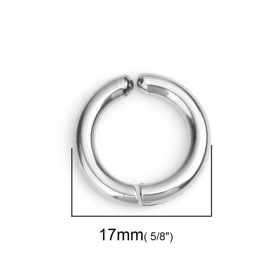 Image de Clip sur Faux Anneaux de Corps ou Boucles d'Oreilles en 304 Acier Inoxydable Annulaire Argent Mat 17mm Dia., 2 Pcs