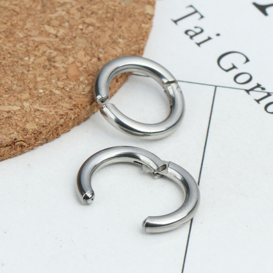 Image de Clip sur Faux Anneaux de Corps ou Boucles d'Oreilles en 304 Acier Inoxydable Annulaire Argent Mat 17mm Dia., 2 Pcs