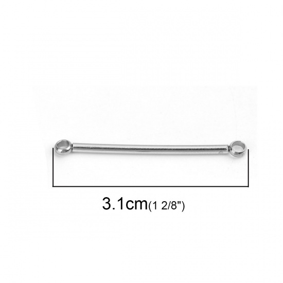 Picture of 304 Stainless Steel Connectors Cylinder Silver Tone 31mm x 3mm, 10 PCs
