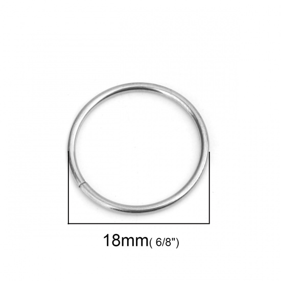 Picture of 1.2mm 304 Stainless Steel Open Jump Rings Findings Circle Ring Silver Tone 18mm Dia., 50 PCs