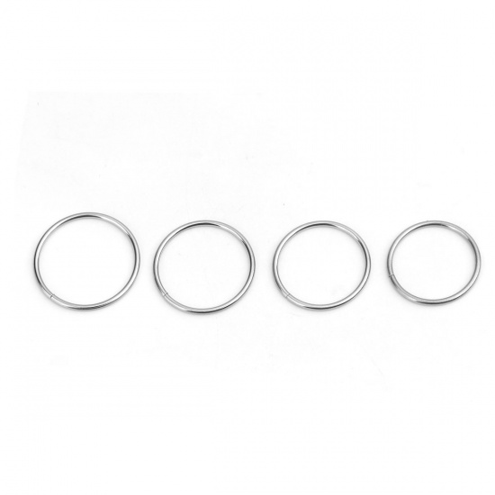 Picture of 1.2mm 304 Stainless Steel Open Jump Rings Findings Circle Ring Silver Tone 20mm Dia., 50 PCs