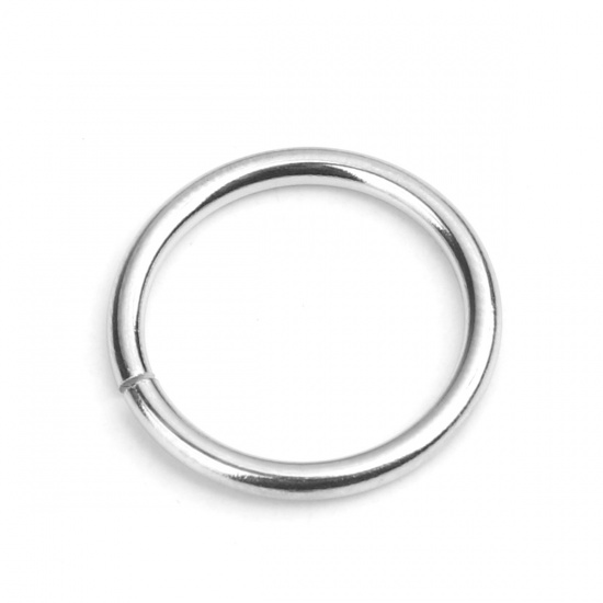 Picture of 1.5mm 304 Stainless Steel Open Jump Rings Findings Circle Ring Silver Tone 15mm Dia., 50 PCs