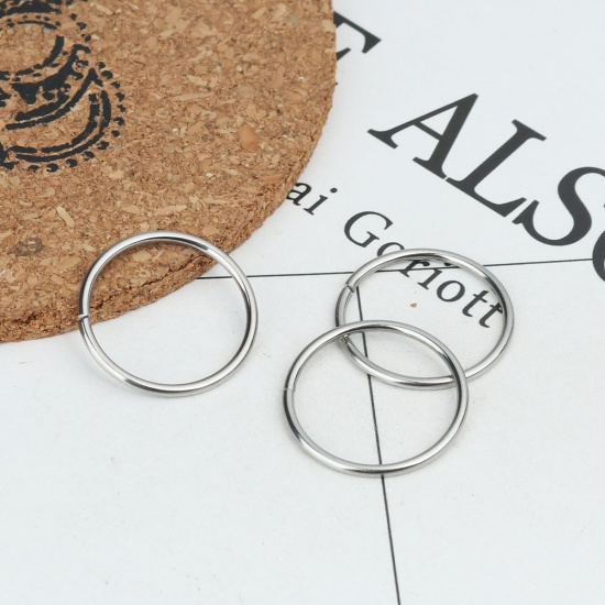 Picture of 1.5mm 304 Stainless Steel Open Jump Rings Findings Circle Ring Silver Tone 22mm Dia., 50 PCs