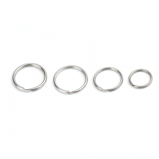 Picture of 1.8mm 304 Stainless Steel Double Split Jump Rings Findings Circle Ring Silver Tone 25mm Dia., 10 PCs