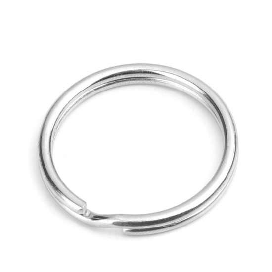 Picture of 2mm 304 Stainless Steel Double Split Jump Rings Findings Circle Ring Silver Tone 30mm Dia., 10 PCs