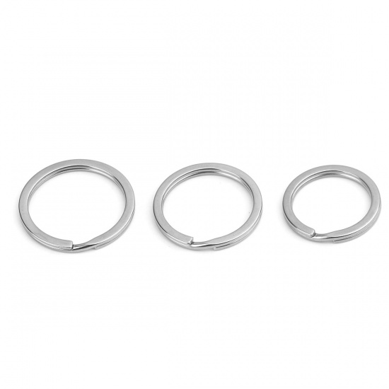 Picture of 2.4mm 304 Stainless Steel Double Split Jump Rings Findings Circle Ring Silver Tone 25mm Dia., 10 PCs