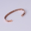 Picture of Stainless Steel Open Cuff Bangles Bracelets Rose Gold Lowercase Letter Arrowhead Corrosion 20cm(7 7/8") long, 1 Piece