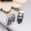 Picture of Zinc Based Alloy European Style Large Hole Charm Beads Heart Antique Silver Flower Vine Message " GRAN " About 11mm x 11mm, Hole: Approx 4.5mm, 10 PCs