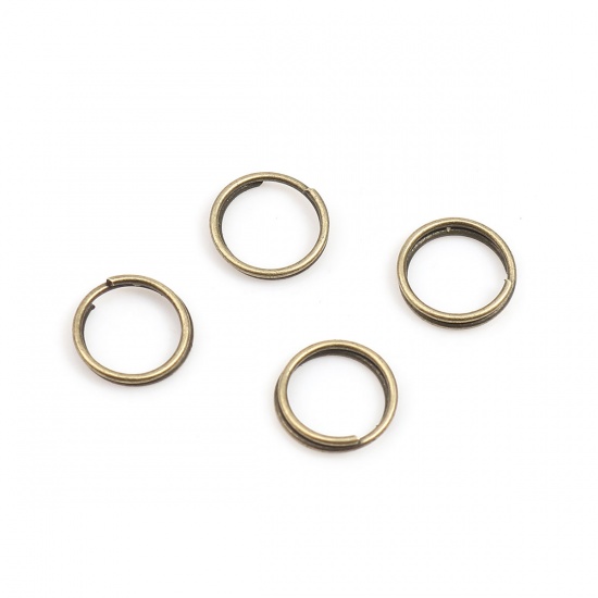 Immagine di 0.7mm Lega di Zinco Doppio Diviso Stile Anello di Salto Anello Bronzo Antico 9mm Dia, 1000 Pz