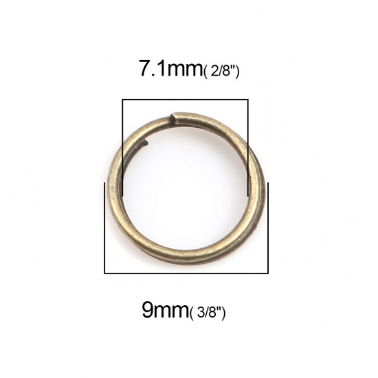 Immagine di 0.7mm Lega di Zinco Doppio Diviso Stile Anello di Salto Anello Bronzo Antico 9mm Dia, 1000 Pz