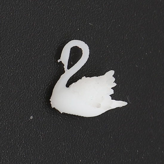 Picture of Plastic Resin Jewelry Craft Filling Material White Swan Animal 8mm x 8mm, 1 Piece