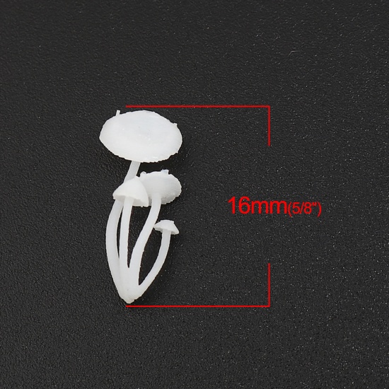 Picture of Plastic Resin Jewelry Craft Filling Material White Mushroom 16mm x 7mm, 1 Piece
