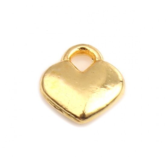Immagine di Lega di Zinco San Valentino Charms Cuore Oro Placcato 8mm x 8mm , 200 Pz