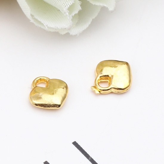 Immagine di Lega di Zinco San Valentino Charms Cuore Oro Placcato 8mm x 8mm , 200 Pz