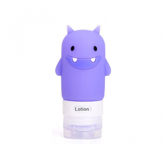 Picture of ( 60ml ) Silicone Refillable Travel Empty Bottles Shampoo Shower Gel Lotion Container Purple Monster 10.1cm x 5.1cm, 1 Piece