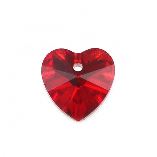 Immagine di Vetro San Valentino Charms Cuore Rosso Scuro 10mm x 10mm, 50 Pz