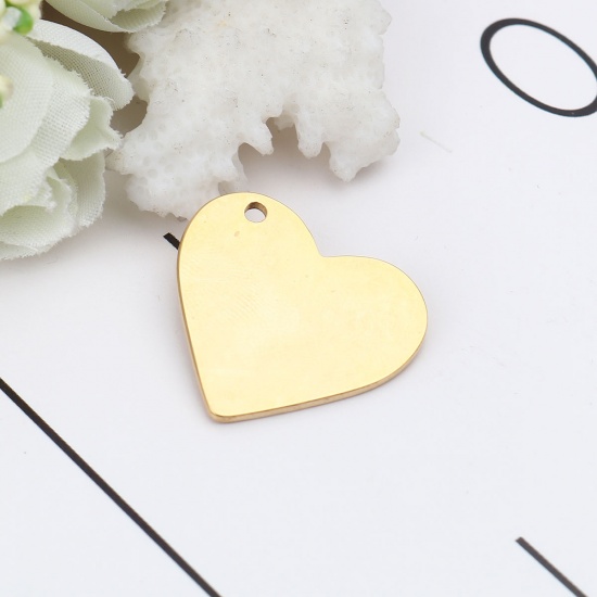 Picture of 304 Stainless Steel Charms Heart Gold Plated 24mm x 22mm, 1 Piece