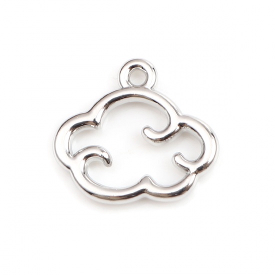 Picture of Zinc Based Alloy Weather Collection Charms Cloud Silver Tone Hollow 15mm x 14mm, 20 PCs