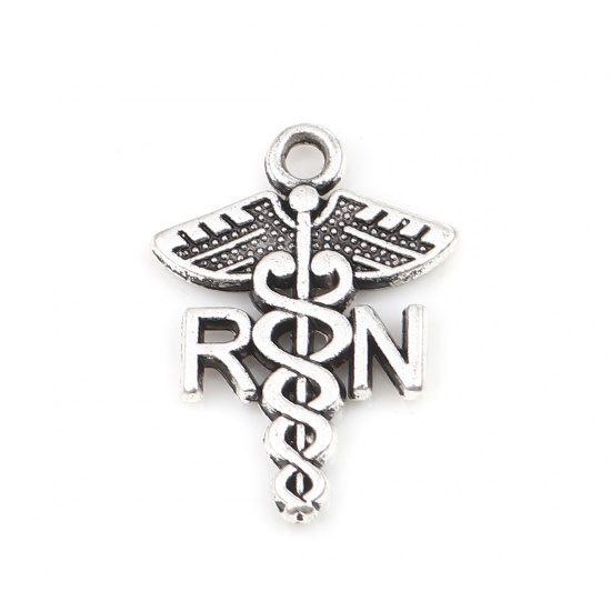 Picture of Zinc Based Alloy Religious Charms Medical Symbol Antique Silver Color 21mm x 16mm, 10 PCs