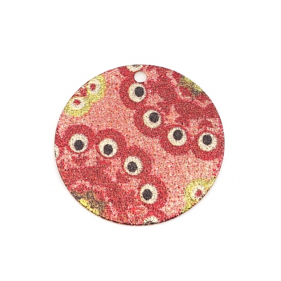 Изображение Медь Эмалированная Живопись Подвески Позолоченный Красный Круглые Злой Глаз Стардаст 20мм диаметр., 10 ШТ
