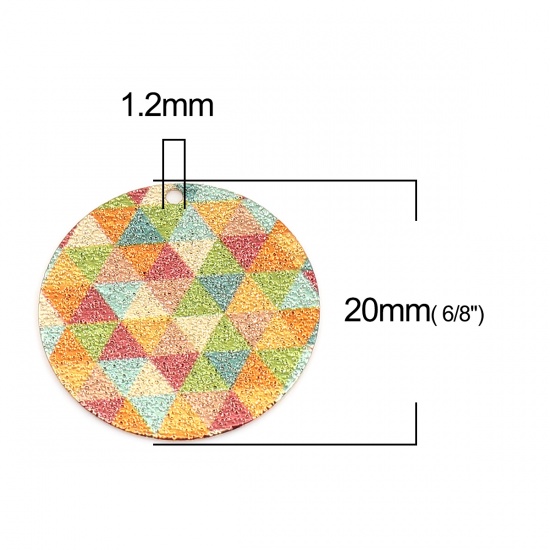 Picture of Copper Enamel Painting Charms Gold Plated Multicolor Round Triangle Sparkledust 20mm Dia., 10 PCs