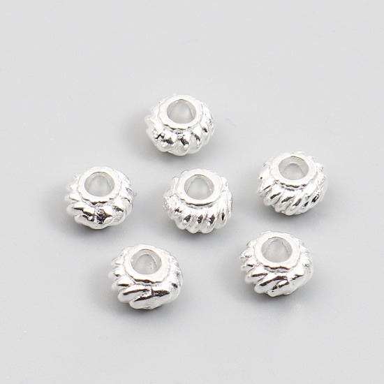 Picture of Zinc Based Alloy Spacer Beads Lantern Silver Plated About 6mm Dia., Hole: Approx 2.5mm, 200 PCs