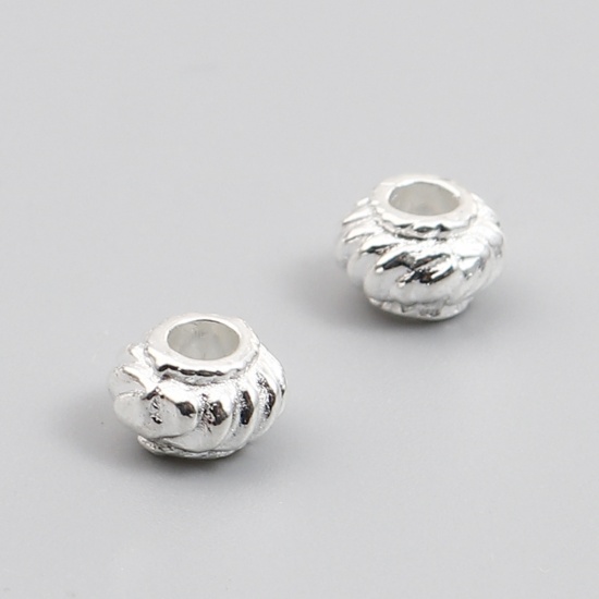 Picture of Zinc Based Alloy Spacer Beads Lantern Silver Plated About 6mm Dia., Hole: Approx 2.5mm, 200 PCs