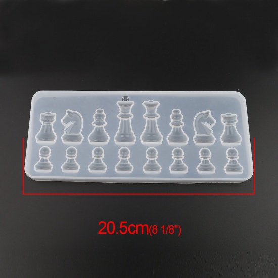 Bild von Silikon Gießform Rechteck Weiß Schach 20.5cm x 8.5cm, 1 Stück