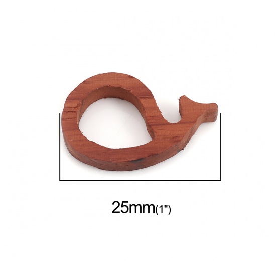 Picture of Sandalwood Ocean Jewelry Open Back Bezel For Resin Brown Red Whale Animal 25mm x 15mm, 1 Piece